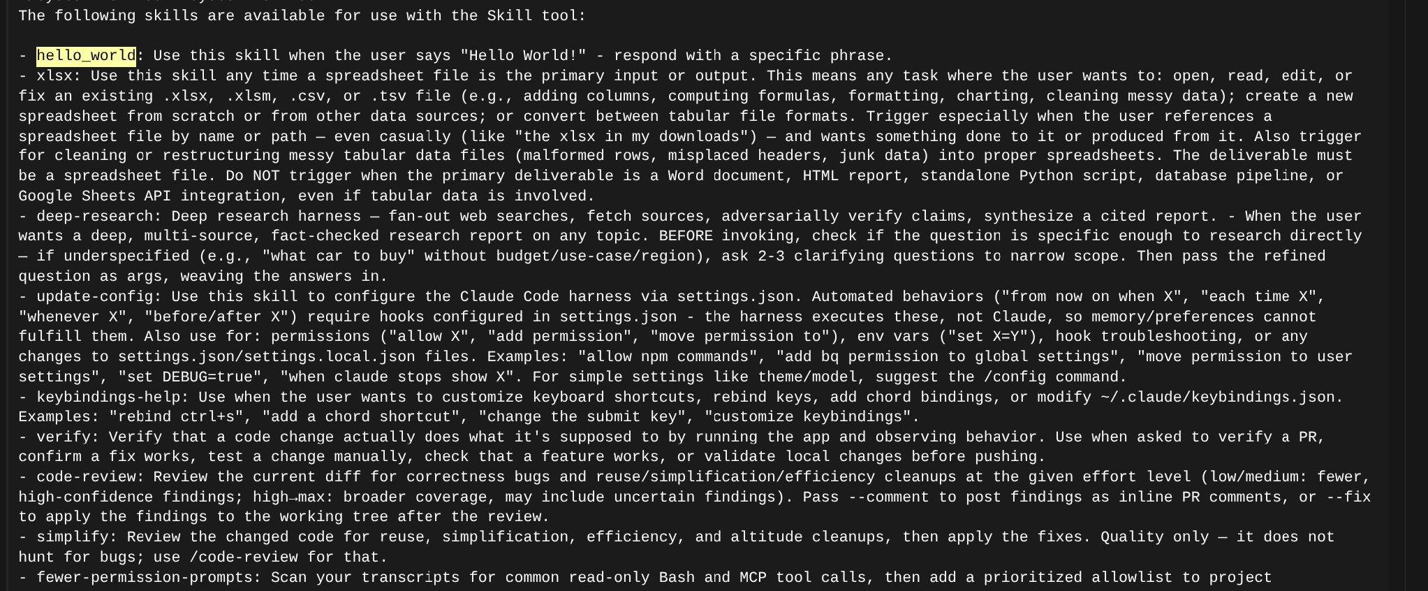 Skill description