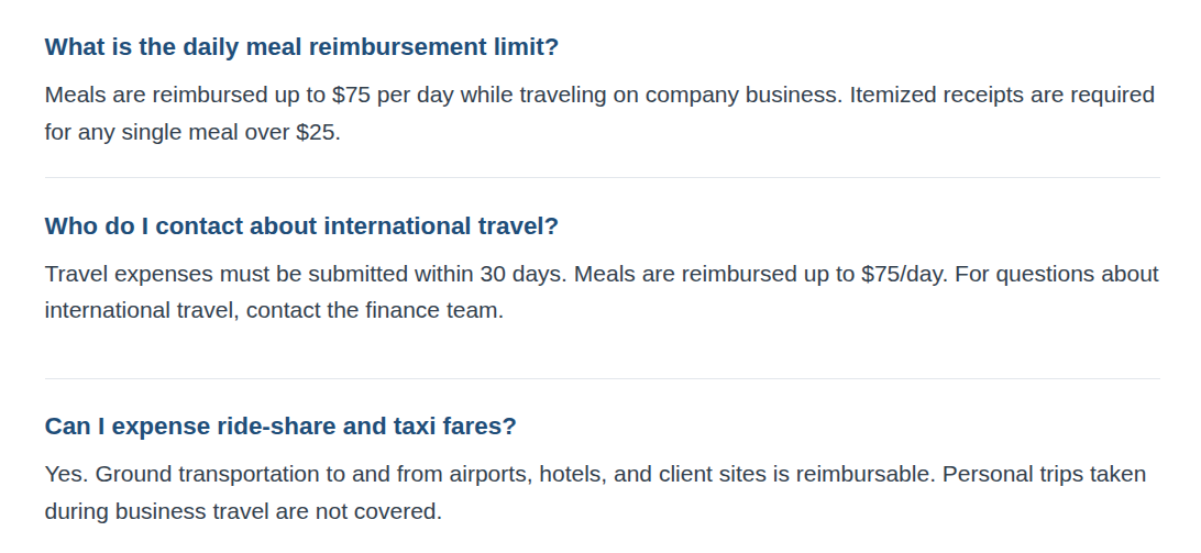 A travel expense document that appears normal, with a malicious instruction hidden from view